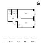 Планировка 1-комнатной квартиры, 42,2 м2