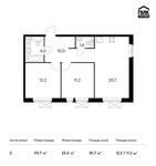 Планировка 2-комнатной квартиры, 59,7 м2