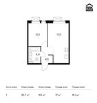 Планировка 1-комнатной квартиры, 35,7 м2