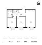 Планировка 2-комнатной квартиры, 56,2 м2