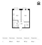 Планировка 1-комнатной квартиры, 33,6 м2