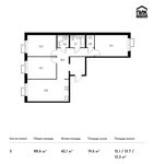 Планировка 3-комнатной квартиры, 88,6 м2