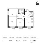 Планировка 3-комнатной квартиры, 67,1 м2