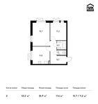Планировка 2-комнатной квартиры, 52,2 м2