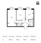 Планировка 2-комнатной квартиры, 54,7 м2