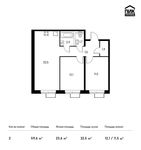 Планировка 2-комнатной квартиры, 59,6 м2