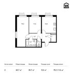 Планировка 2-комнатной квартиры, 60,7 м2