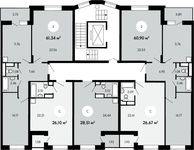 Планировка квартиры студии, 26 м2