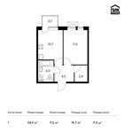 Планировка 1-комнатной квартиры, 34,3 м2