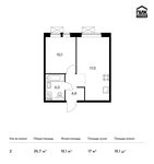 Планировка 2-комнатной квартиры, 35,7 м2