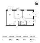 Планировка 3-комнатной квартиры, 79,9 м2