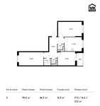 Планировка 3-комнатной квартиры, 78,4 м2
