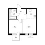 Планировка 2-комнатной квартиры, 40 м2