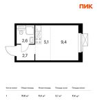 Планировка квартиры студии, 19,8 м2