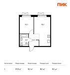 Планировка 1-комнатной квартиры, 37,8 м2