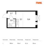 Планировка квартиры студии, 19,8 м2