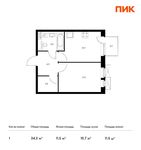 Планировка 1-комнатной квартиры, 34,3 м2