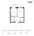 Планировка 1-комнатной квартиры, 34,3 м2