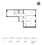 Планировка 3-комнатной квартиры, 83,7 м2