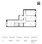 Планировка 3-комнатной квартиры, 83,5 м2