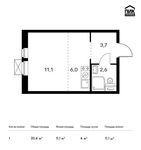 Планировка квартиры студии, 23,4 м2