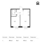 Планировка 1-комнатной квартиры, 39,4 м2