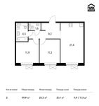 Планировка 2-комнатной квартиры, 59,9 м2