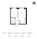 Планировка 1-комнатной квартиры, 35,7 м2