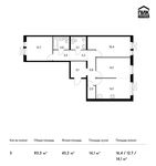 Планировка 3-комнатной квартиры, 83,3 м2