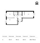 Планировка 2-комнатной квартиры, 72,1 м2