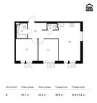 Планировка 2-комнатной квартиры, 59,5 м2