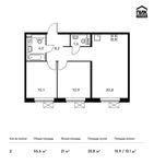 Планировка 2-комнатной квартиры, 55,6 м2