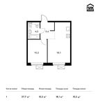 Планировка 1-комнатной квартиры, 37,7 м2