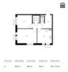 Планировка 2-комнатной квартиры, 52,2 м2
