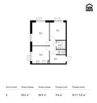 Планировка 2-комнатной квартиры, 52,2 м2