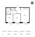 Планировка 2-комнатной квартиры, 56,1 м2