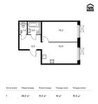 Планировка 1-комнатной квартиры, 42,2 м2