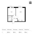 Планировка 1-комнатной квартиры, 45,2 м2