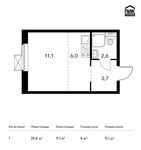 Планировка квартиры студии, 23,4 м2