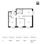 Планировка 3-комнатной квартиры, 64,8 м2