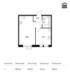 Планировка 1-комнатной квартиры, 39,4 м2