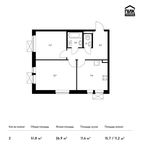 Планировка 2-комнатной квартиры, 51,8 м2