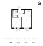 Планировка 1-комнатной квартиры, 39 м2