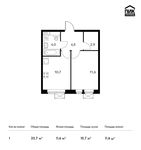 Планировка 1-комнатной квартиры, 33,7 м2