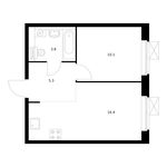 Планировка 1-комнатной квартиры, 35,6 м2