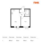 Планировка 1-комнатной квартиры, 39,4 м2