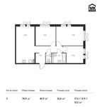 Планировка 3-комнатной квартиры, 78,8 м2