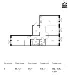 Планировка 3-комнатной квартиры, 84,5 м2
