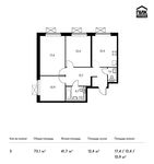 Планировка 3-комнатной квартиры, 72,1 м2