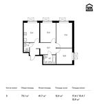 Планировка 3-комнатной квартиры, 72,3 м2